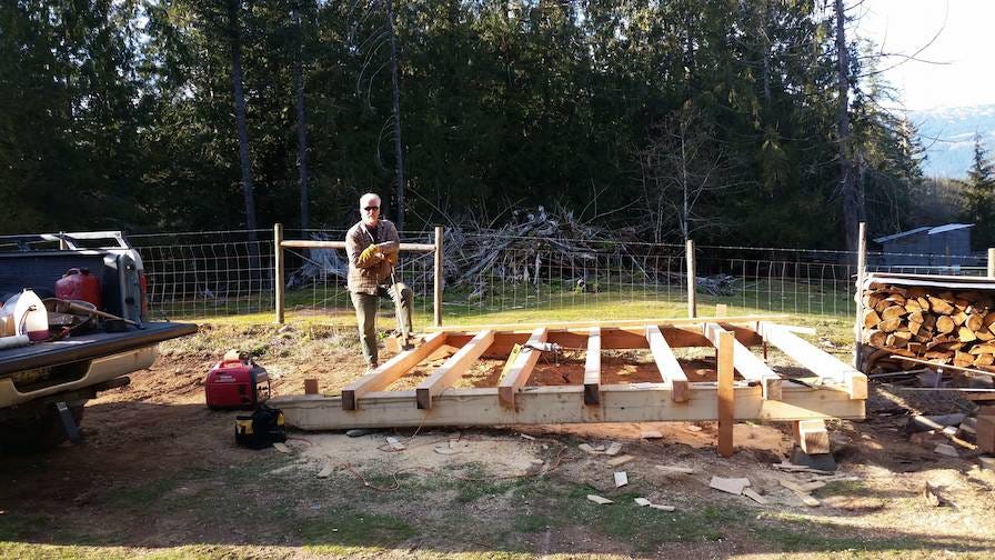 Douglas fir floor joists for greenhouse