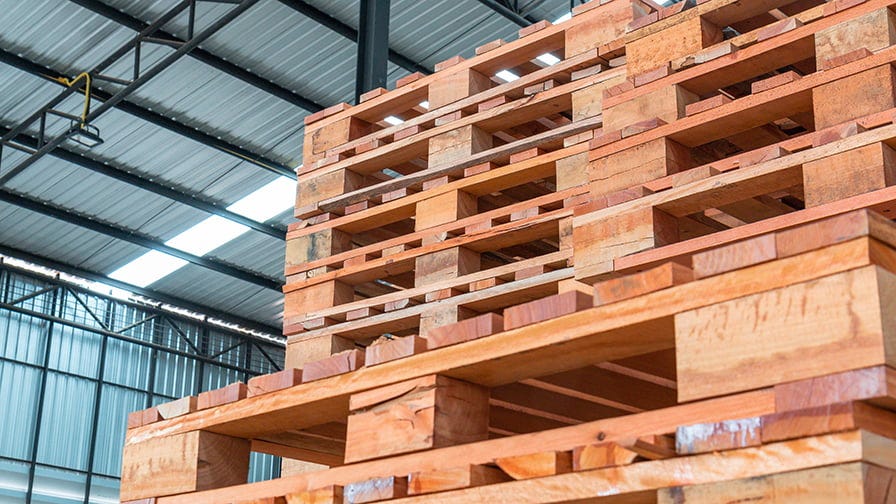 Pallets made from eucalyptus timber.