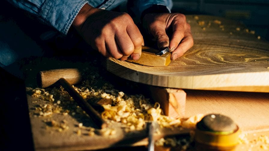 Woodworking on a wood chair